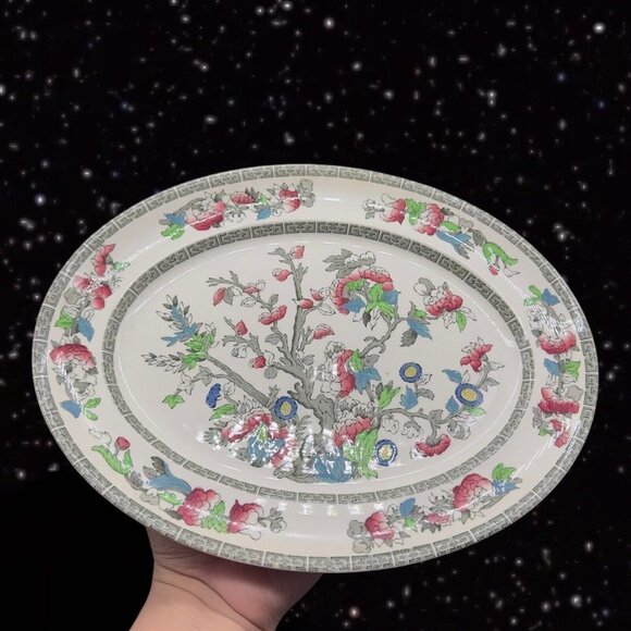 Johnson Brothers Indian Tree Oval Serving Platter Dish Large Painted Ceramic 12” - Picture 10 of 13